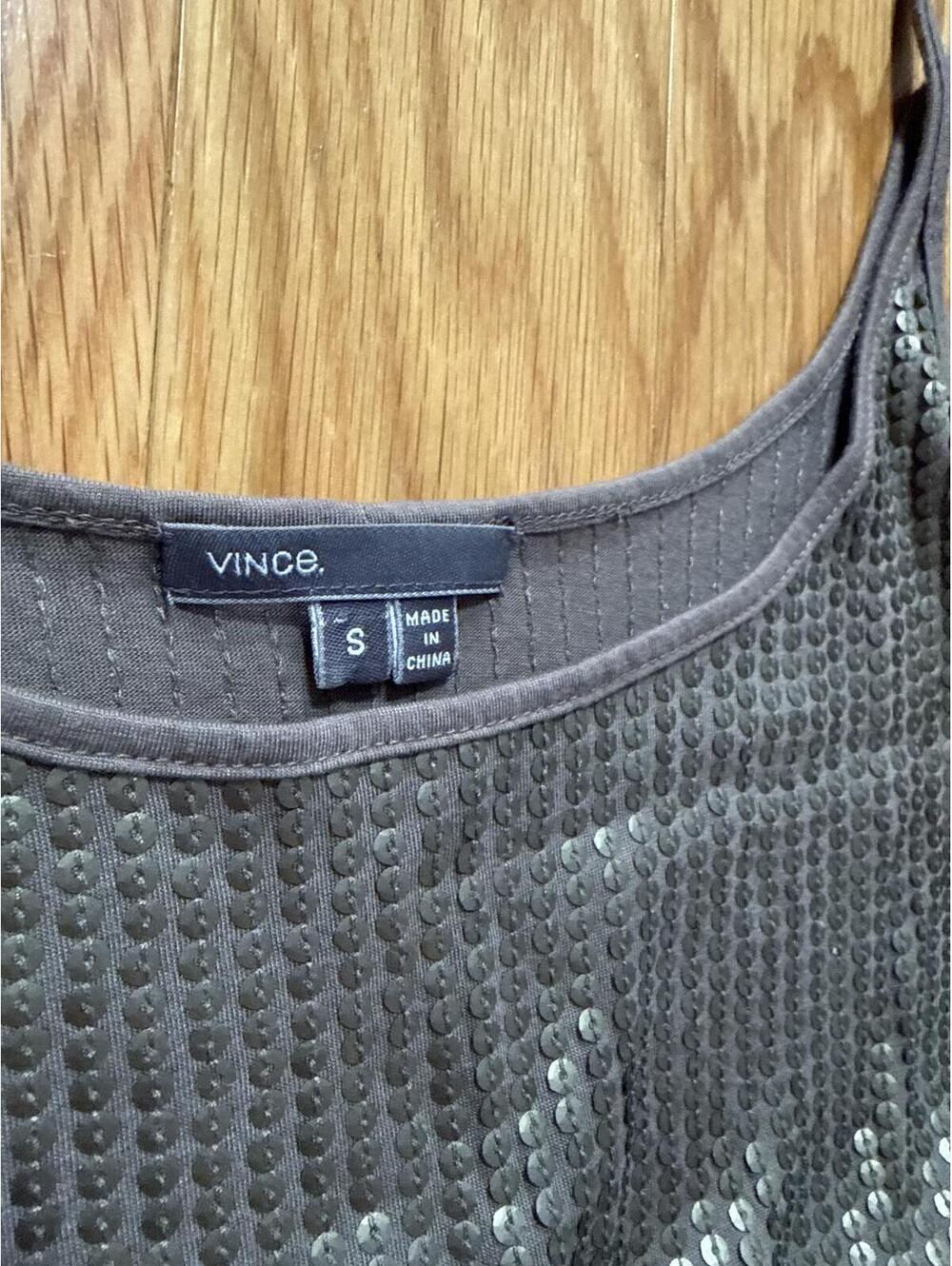 Vince Gray Sequin Spaghetti Strap Tank Top Size S